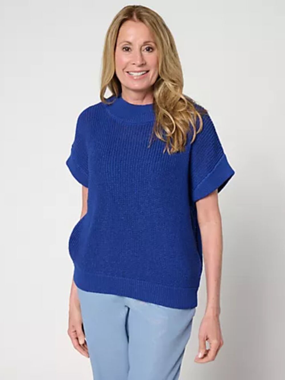 Carla Rockmore Collection Crew Neck Sweater - Sapphire - Size 1X